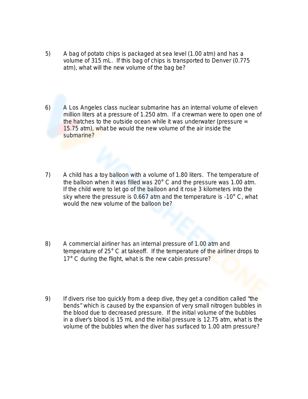 Solve Problems with Combined Gas Law Worksheet - Page 2