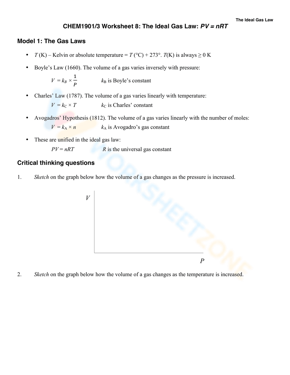 Understand the Ideal Gas Law - Page 1