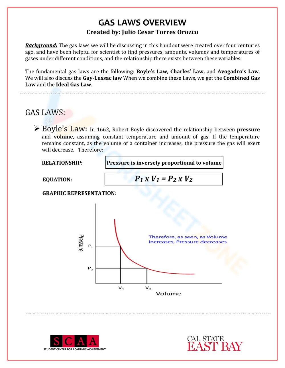 Comprehensive Gas Law Overview Worksheet - Page 1
