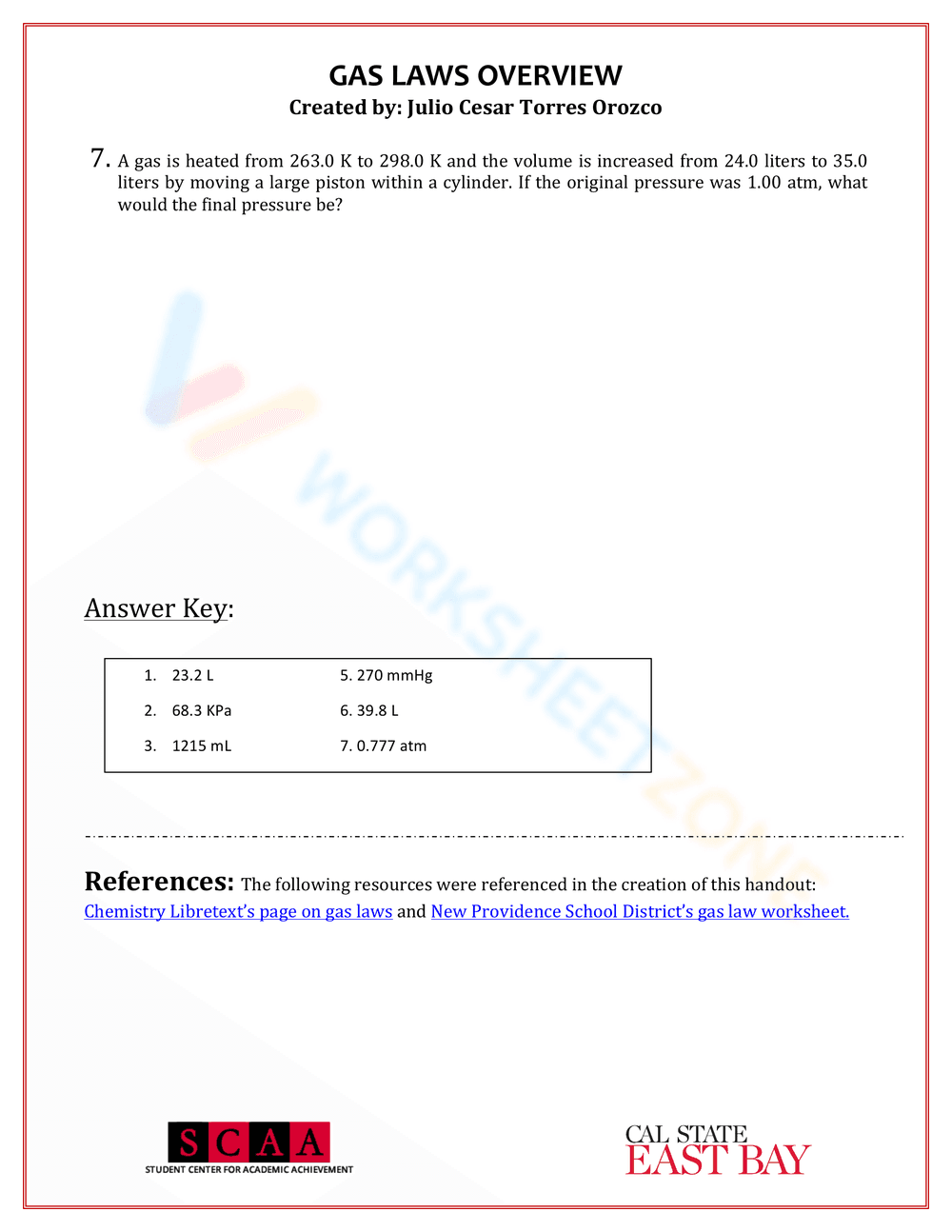 Comprehensive Gas Law Overview Worksheet - Page 5