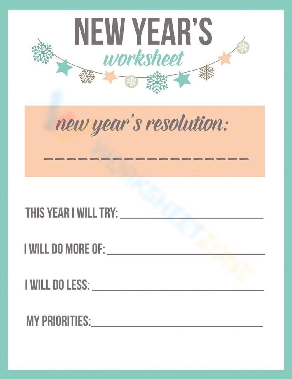 Fun New Year's Worksheet Activity - Page 1