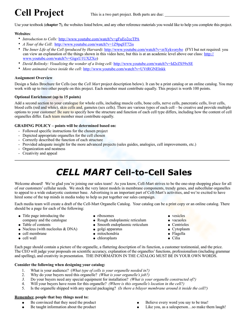 Cell Organelles Worksheet - Page 6