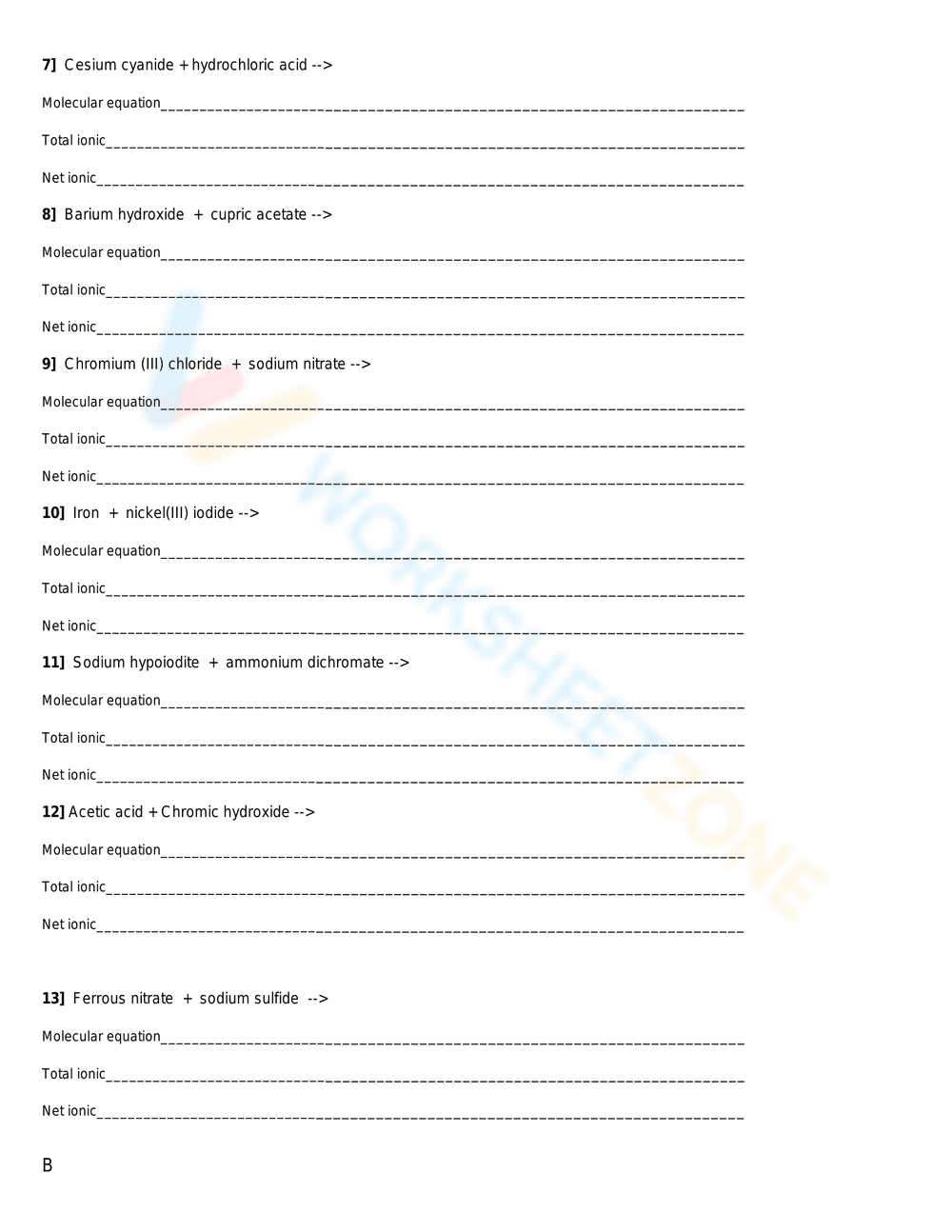 Updated Net Ionic Equations Practice - Page 2