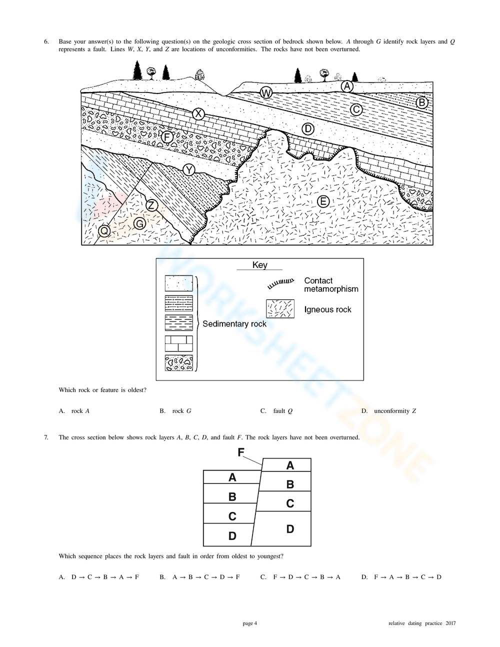 Relative Dating Practice Worksheet - Page 4