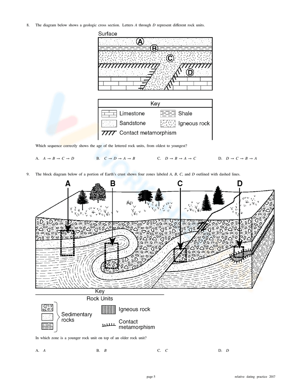 Relative Dating Practice Worksheet - Page 5