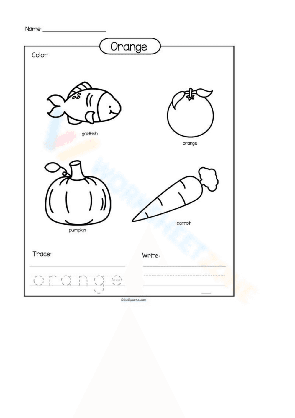 Printable Worksheet: Learn the Color Orange - Page 1