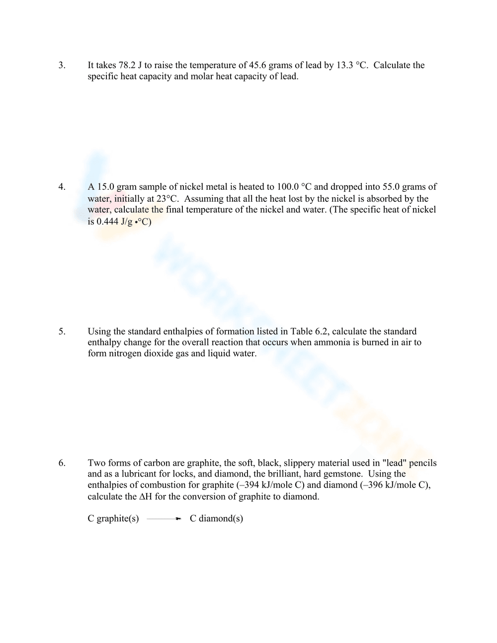 Thermodynamics Worksheet 1: Practice Energy - Page 1
