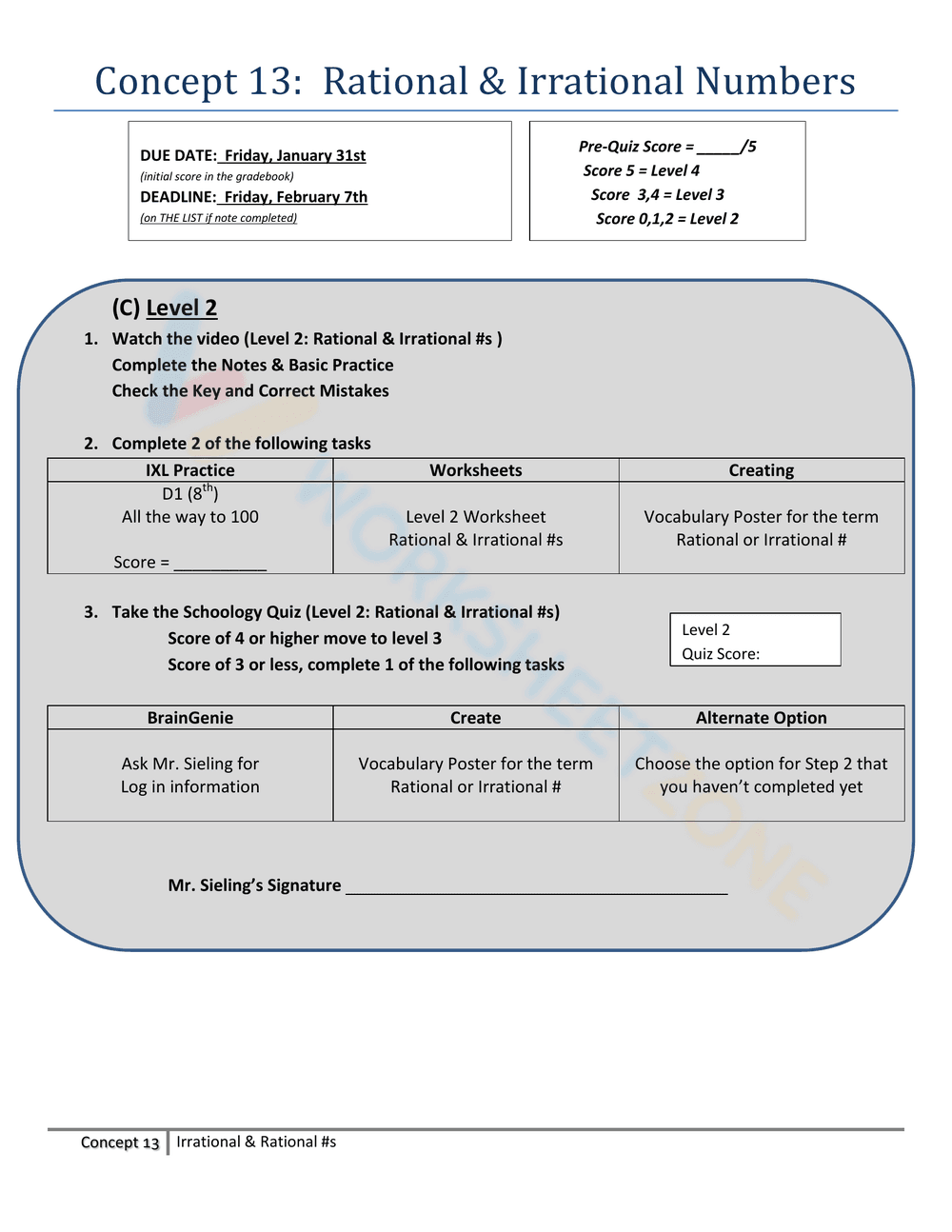 Rational & Irrational Numbers - Page 1