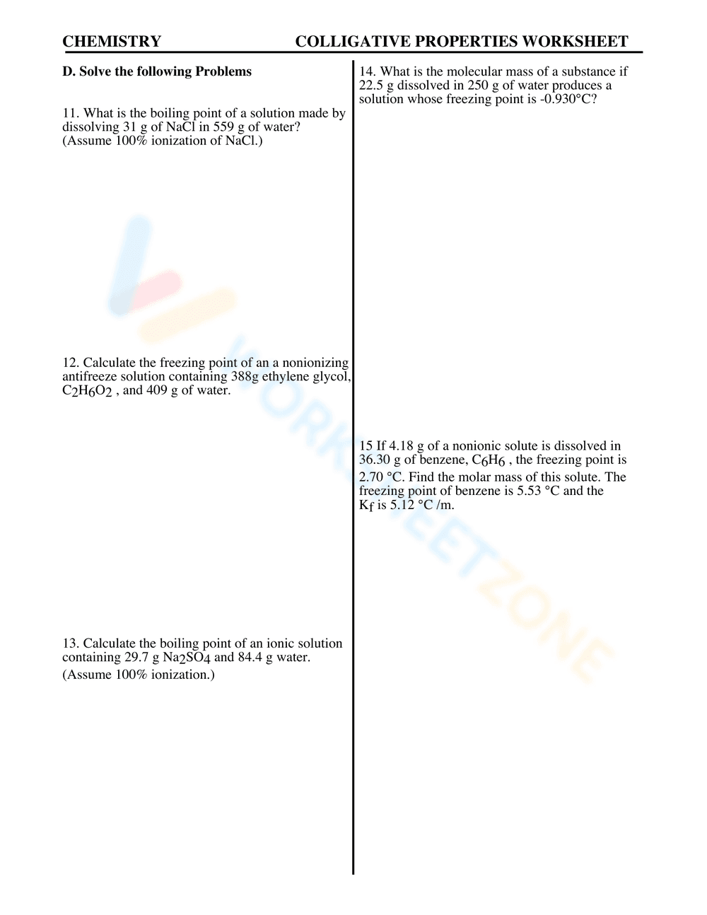 Colligative Properties: Updated Worksheet for Practice - Page 4