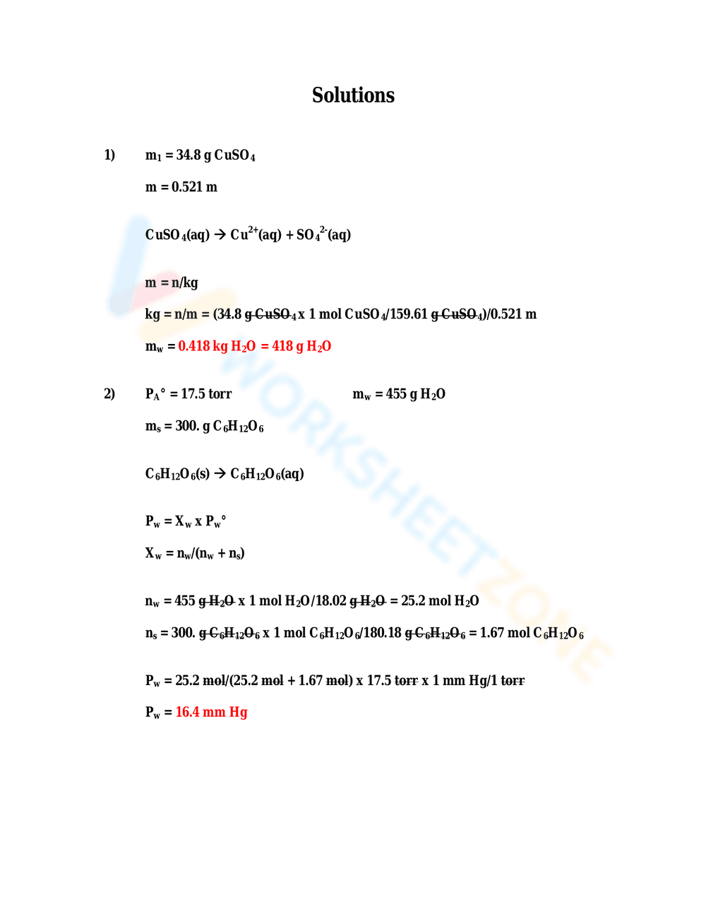 Colligative Properties Worksheet: Practice Problems - Page 2