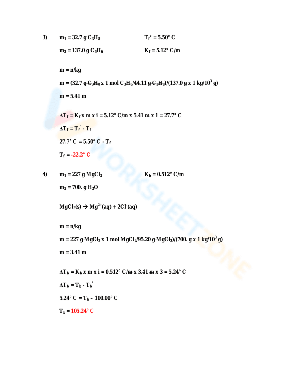 Colligative Properties Worksheet: Practice Problems - Page 3