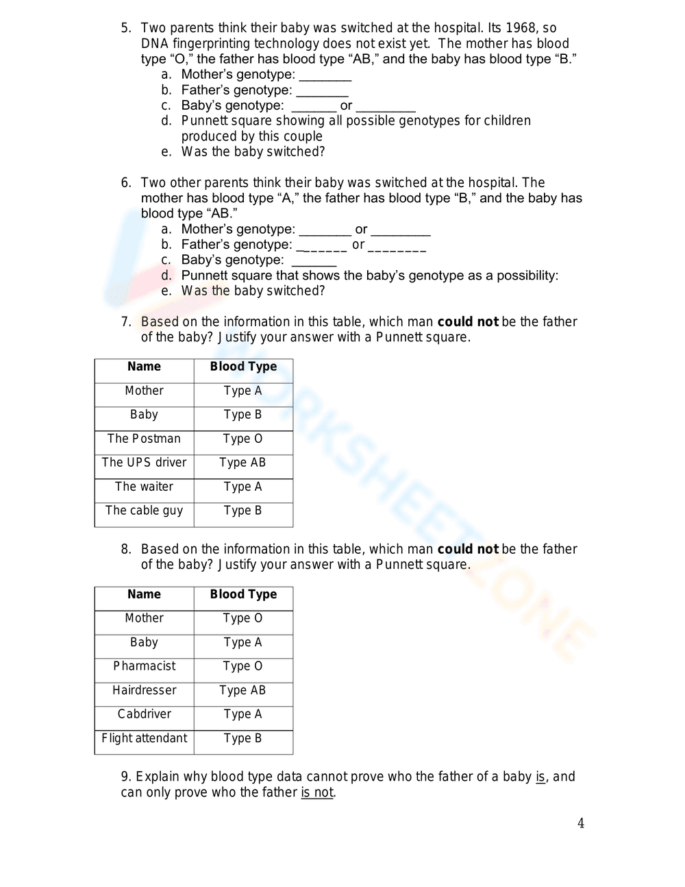 Human Genetics: Codominance Worksheet - Page 4