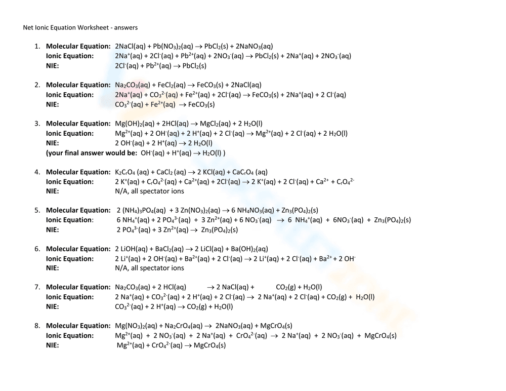Master Net Ionic Equation Concepts - Page 5