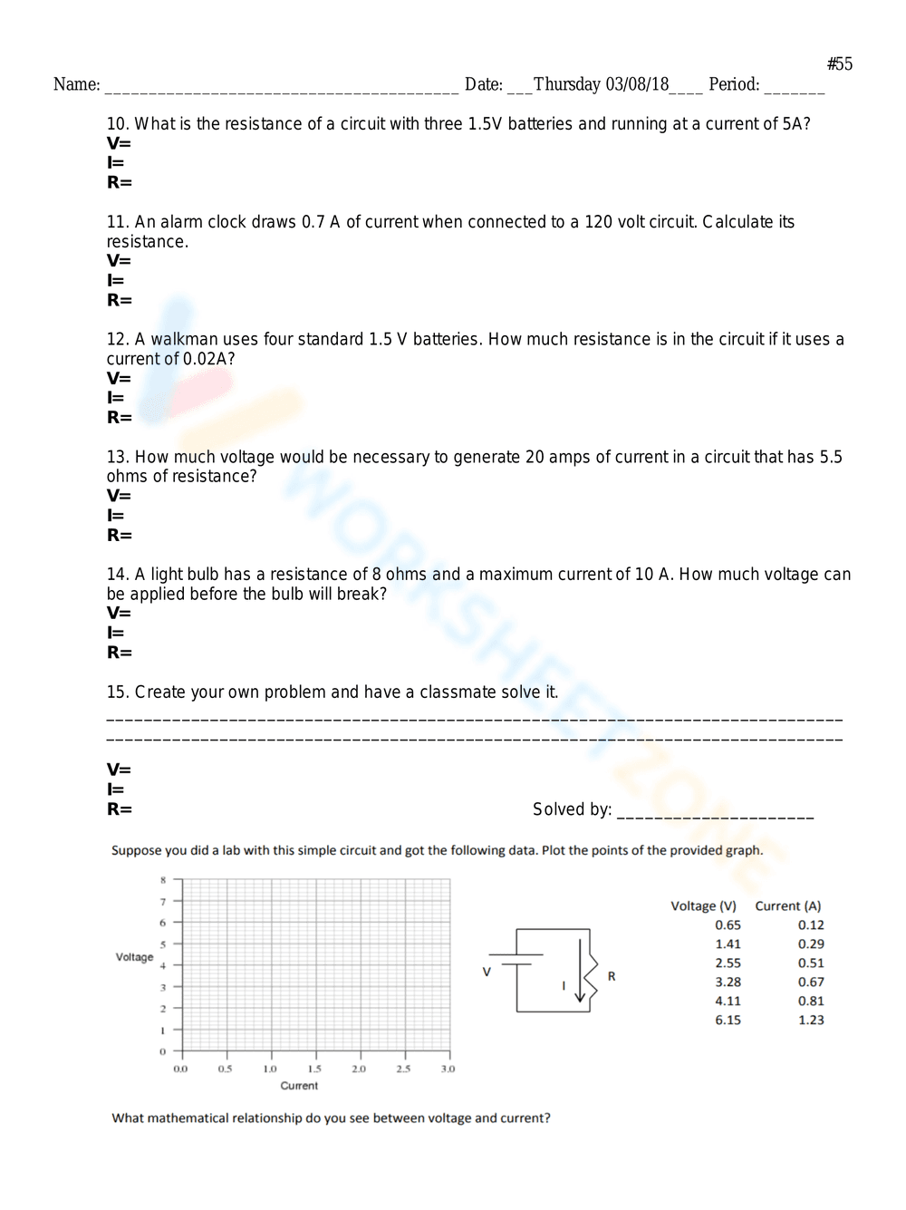 Understanding Ohm's Law Worksheet - Page 2