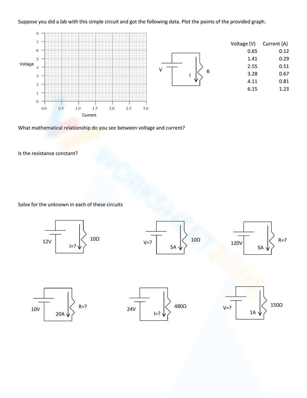 Ohm's Law Practice Problems - Page 2