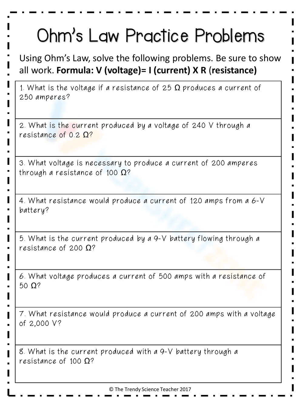 Solving Ohm's Law Practice Problems - Page 1