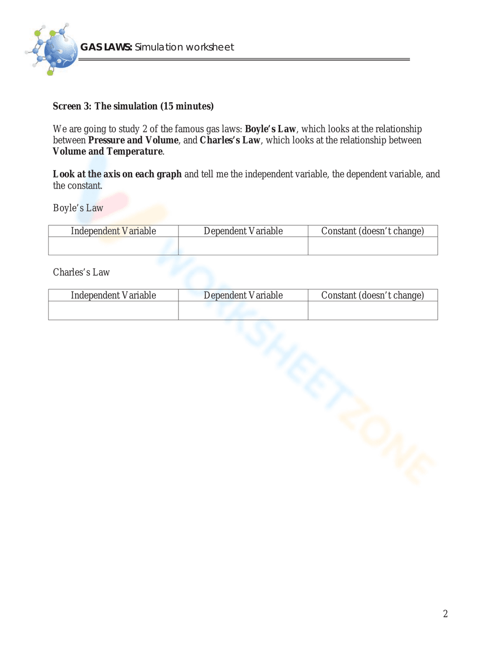 Advanced Charles's Law Worksheet - Page 2