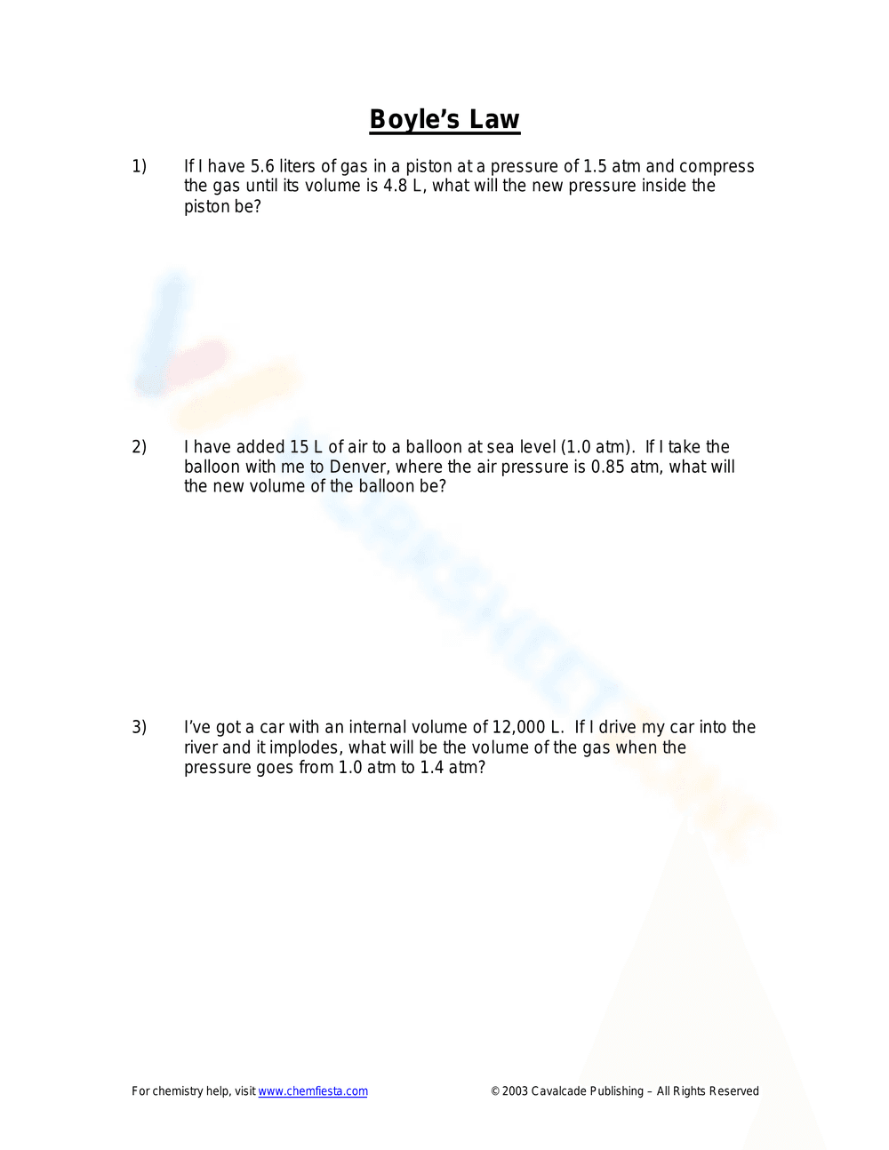 Practice Boyle's Law with This Worksheet - Page 1