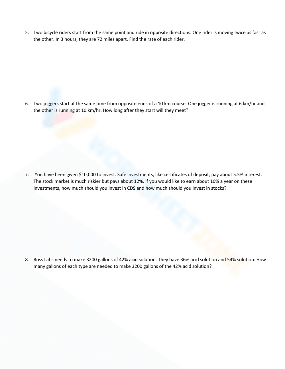 Systems of Equations Word Problems - Page 2