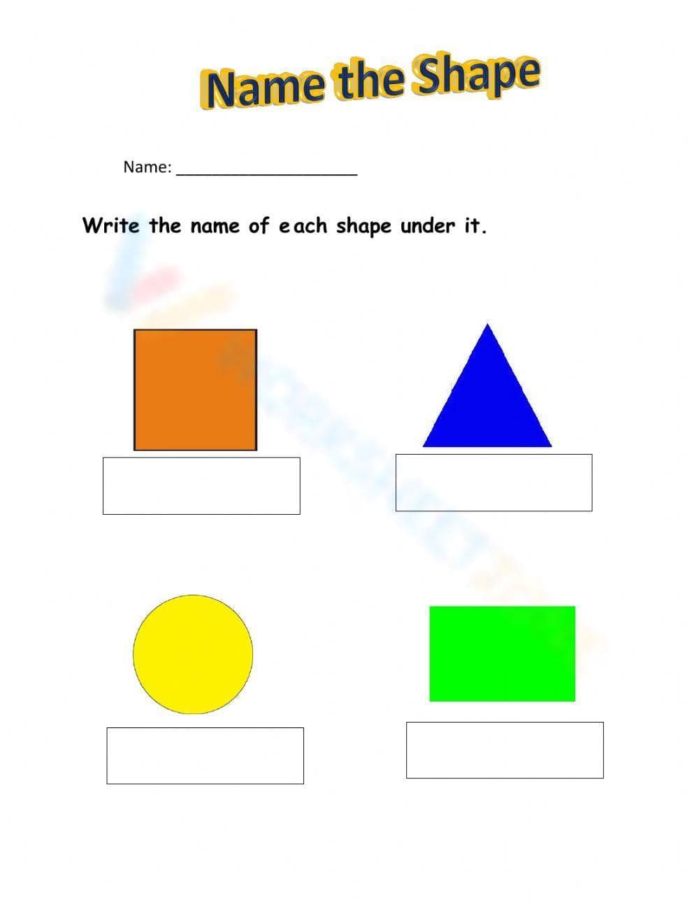 Name the Shape Worksheet - Page 1