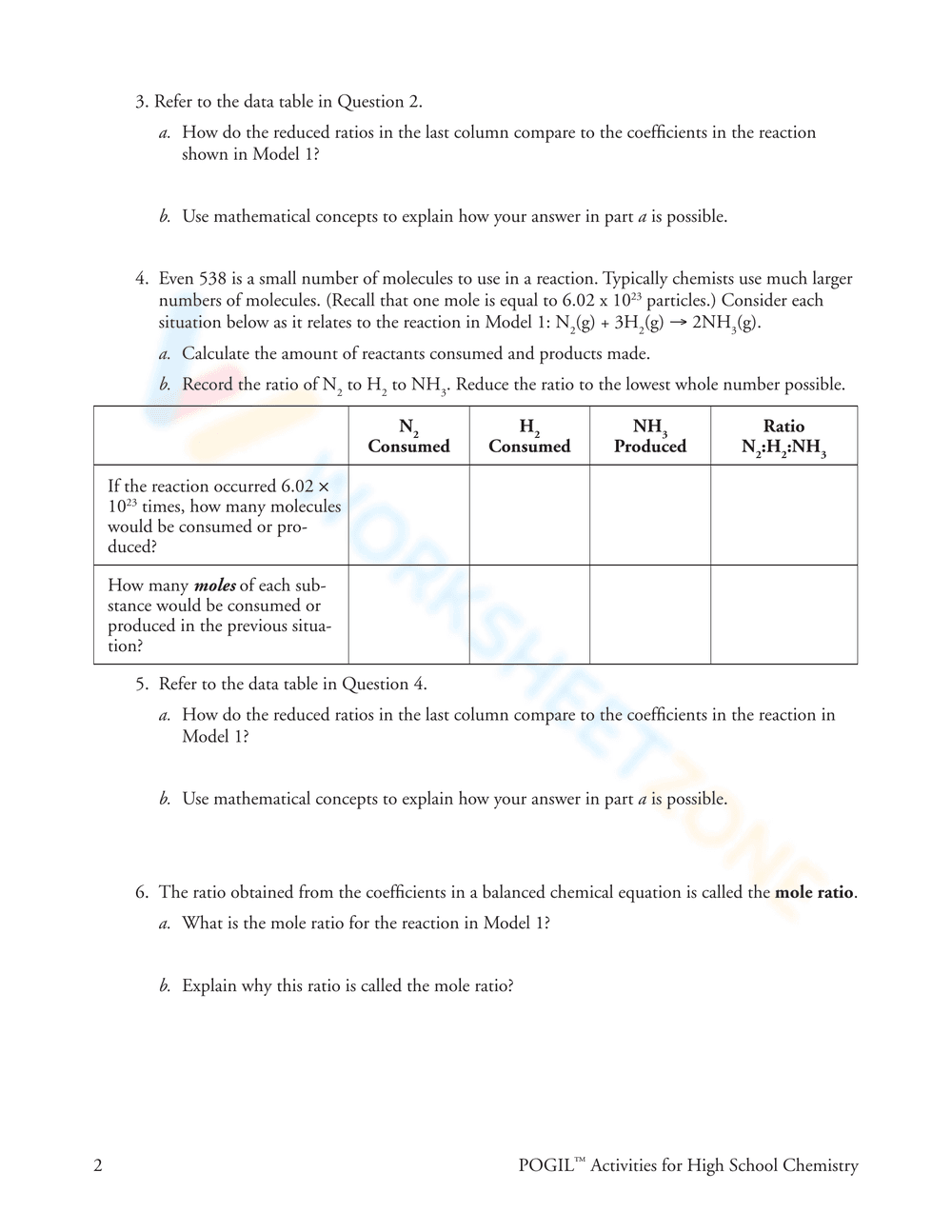 Practice with Mole Ratios - Page 2