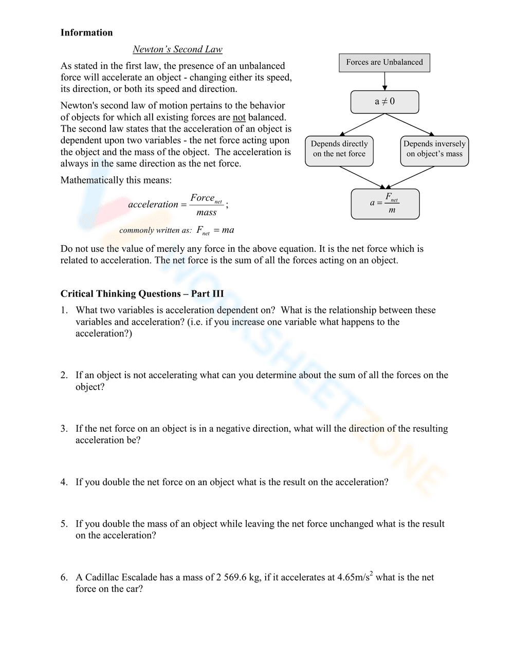 Updated Newton's Laws of Motion Worksheet - Page 5