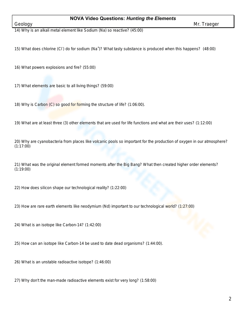 NOVA: Hunting the Elements Video Questions - Page 2