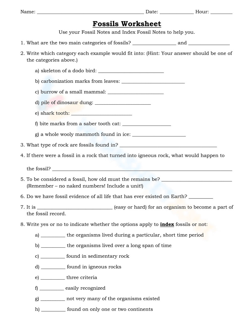 Explore Fossils with this Engaging Worksheet - Page 1