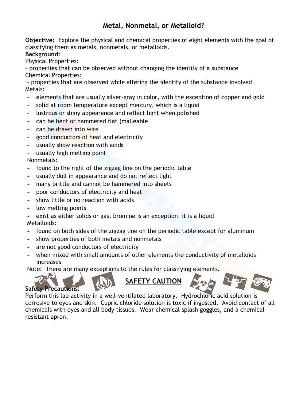 Metal, Nonmetal, or Metalloid Worksheet - Page 4