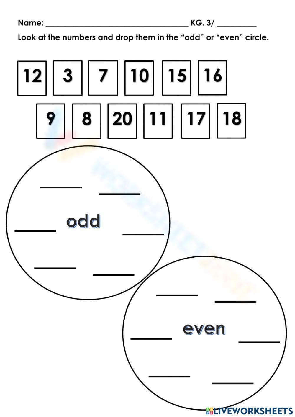 Circle the Odd or Even Numbers Activity - Page 1