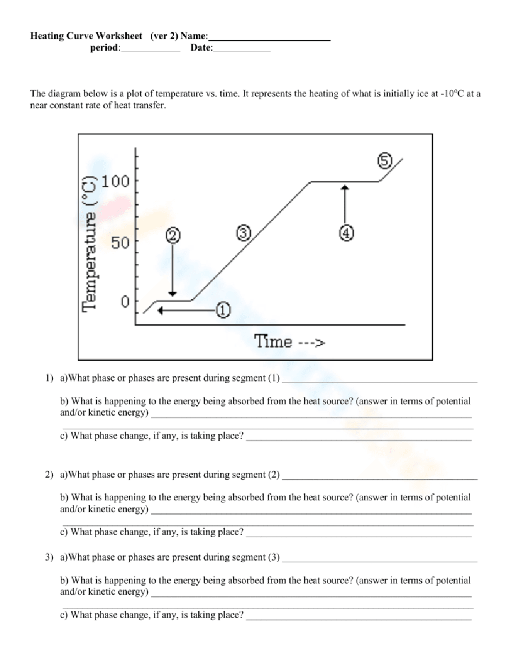 Understanding Heating Curves Worksheet - Page 1