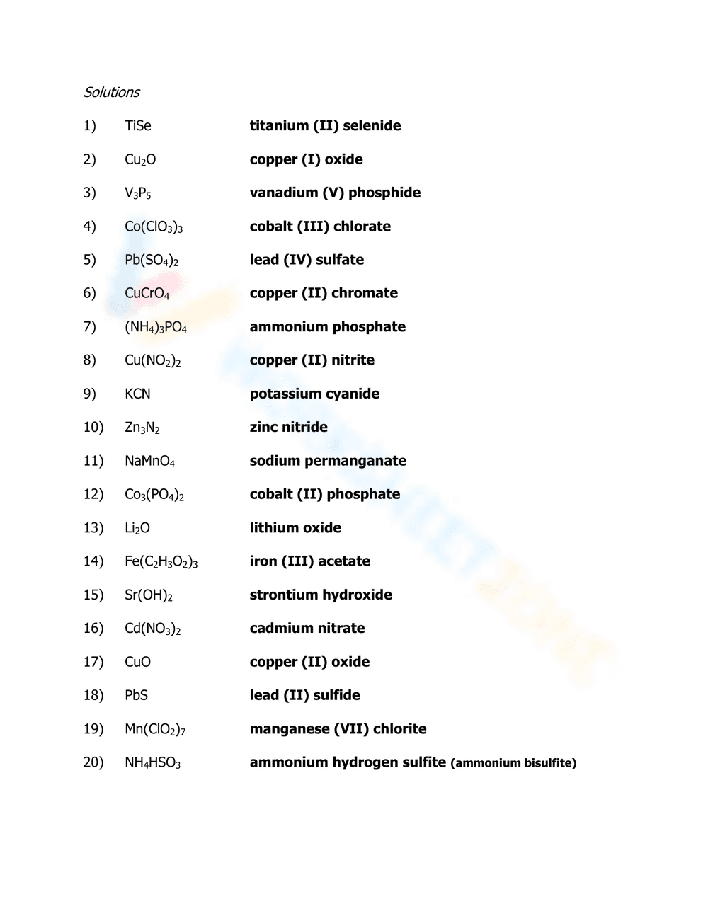Naming Ionic Compounds - Page 2