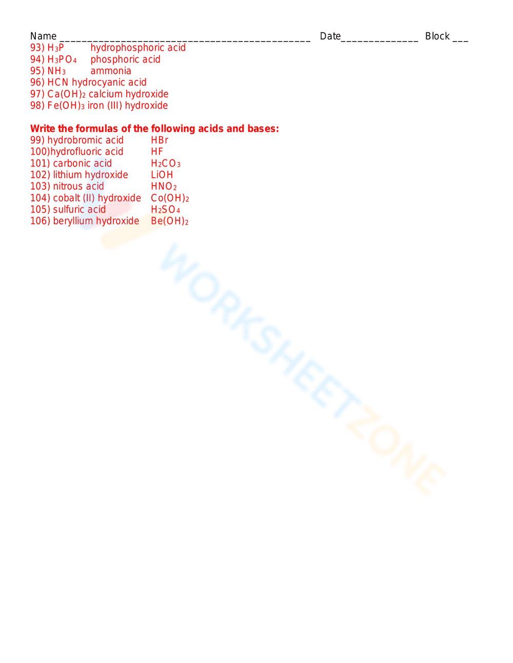 Naming Compounds Test Review: Chemistry Practice - Page 9