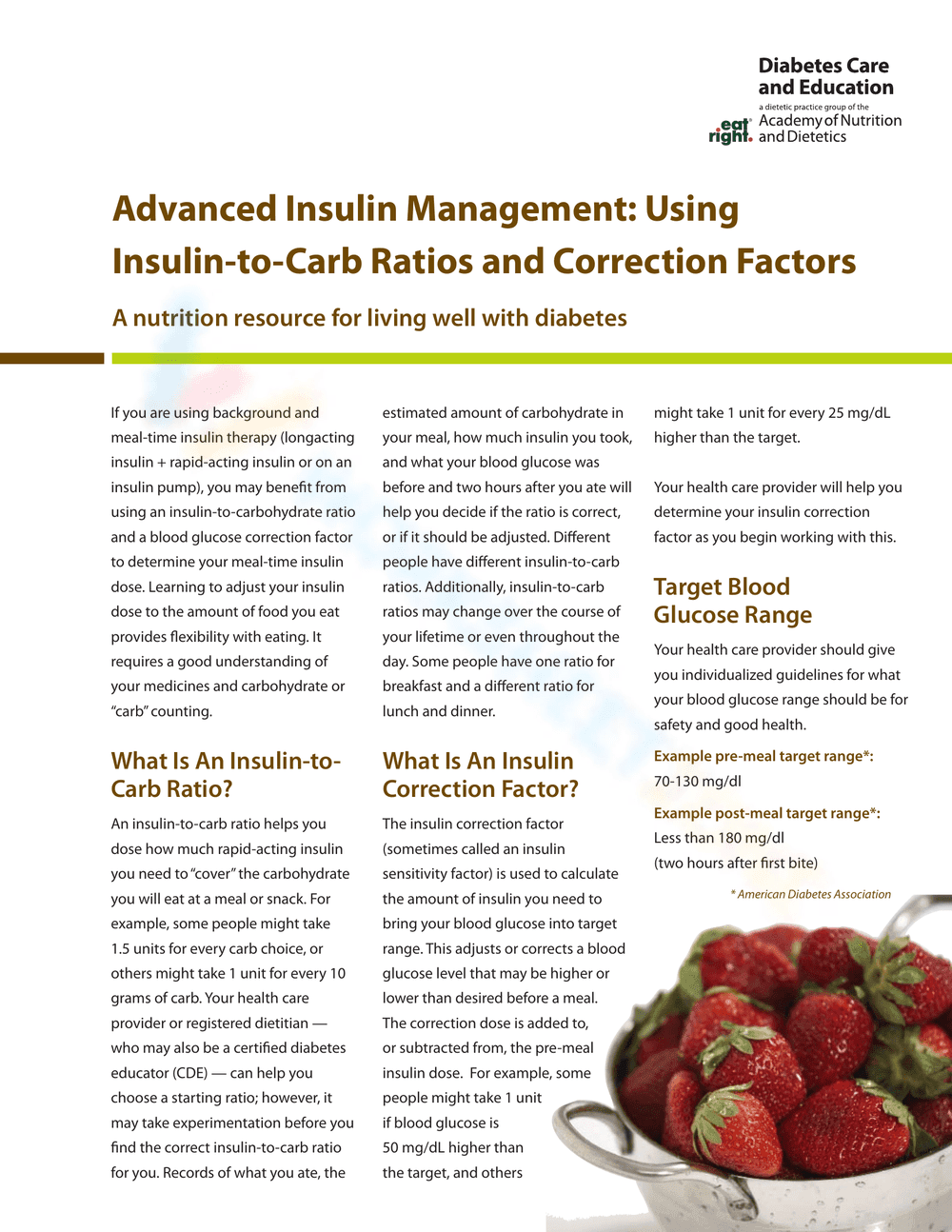 Using Insulin to Carb Ratios: A Calculation Guide - Page 1