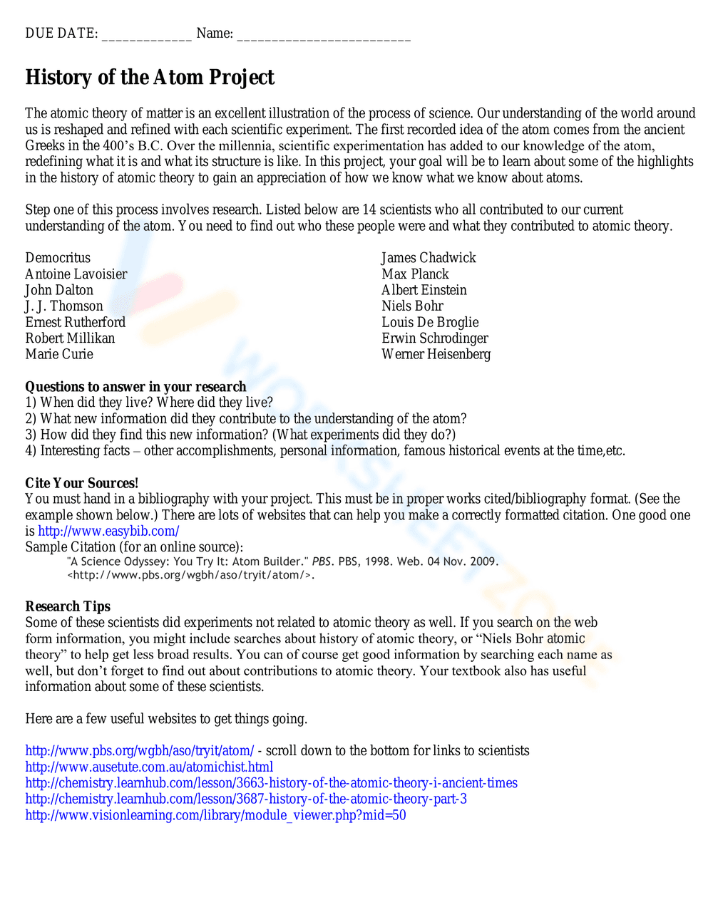 "Historical Models of Atoms" - Page 1