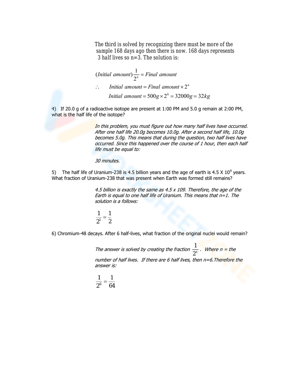 Half-Life Worksheet: Extra Practice for Chemistry - Page 3