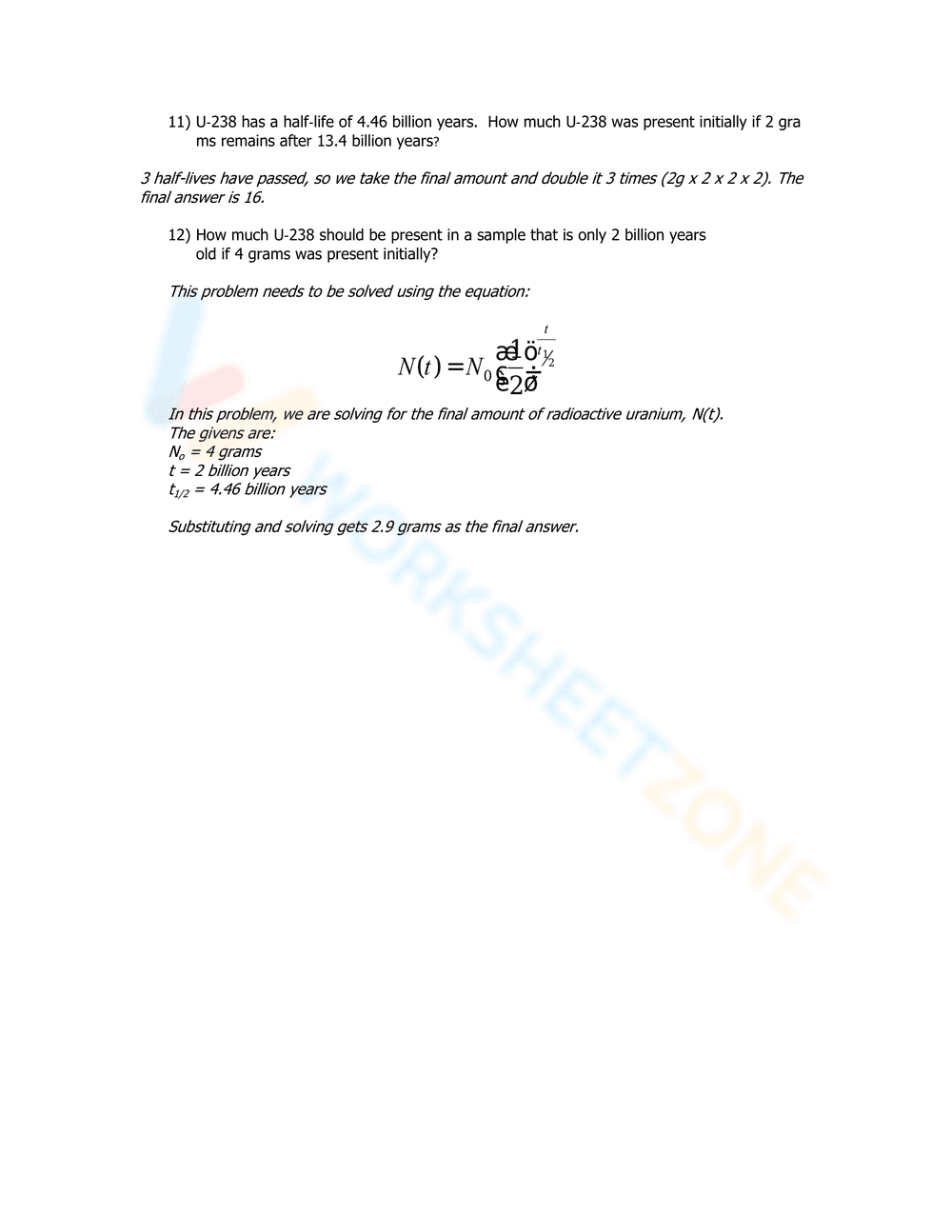 Half-Life Worksheet: Extra Practice for Chemistry - Page 5