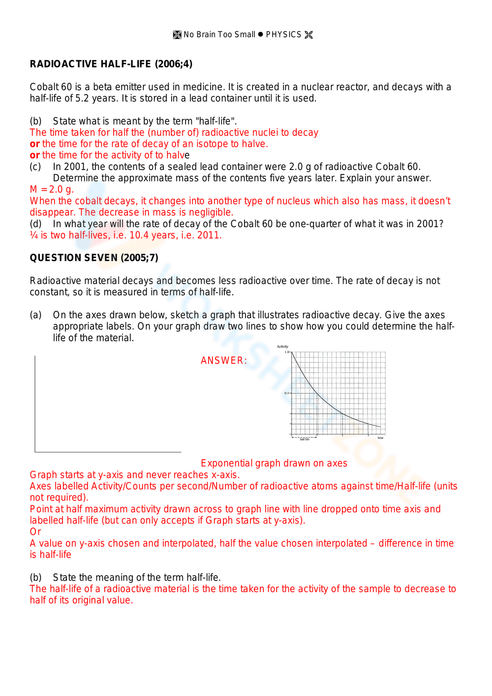 Half-Life Questions and Answers: Chemistry - Page 5