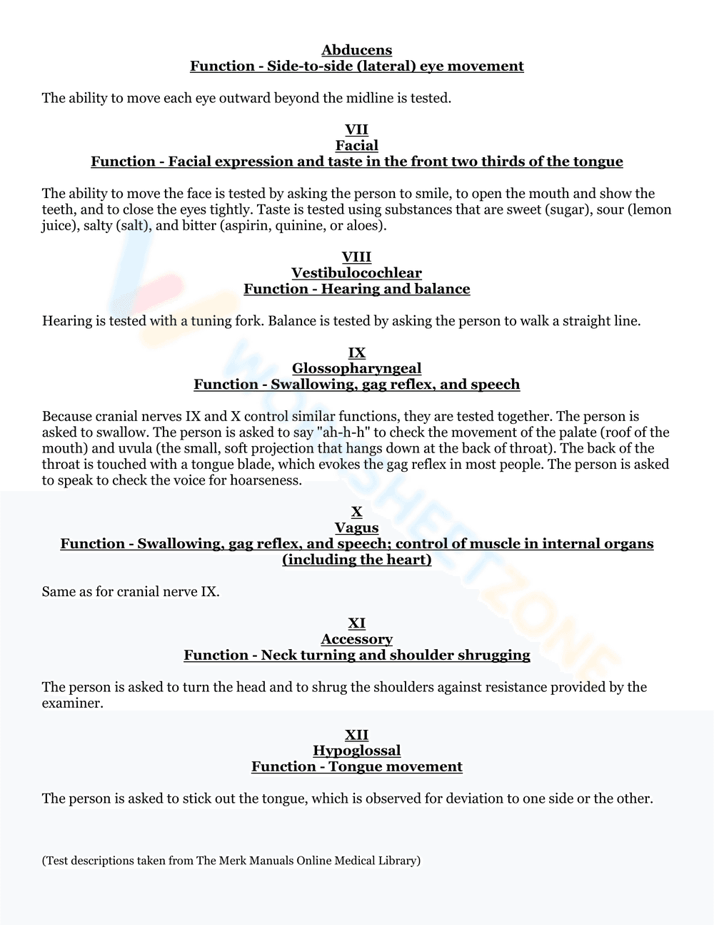Cranial Nerve Table Worksheet: Anatomy Study - Page 4