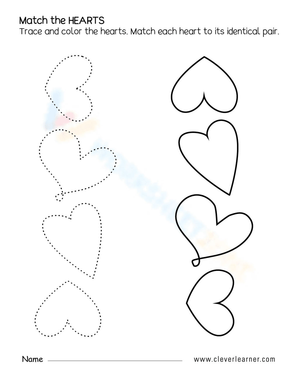 Match the Hearts Worksheet: Fun Activity - Page 1