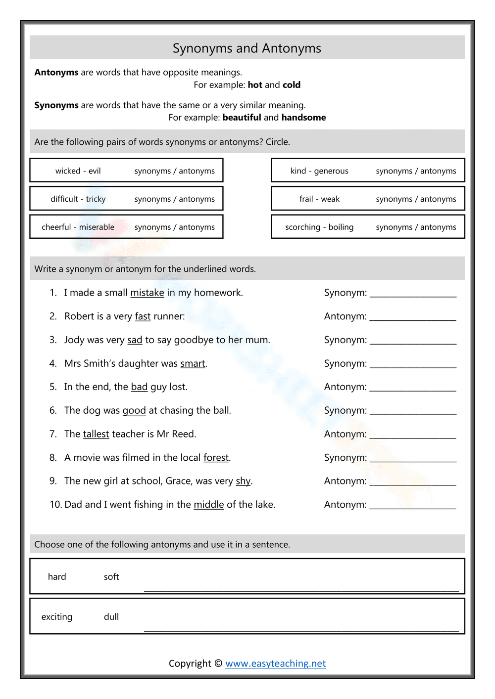 Synonyms and Antonyms - Page 1