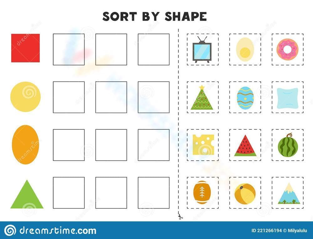Sort by Shape Activity Worksheet - Page 1