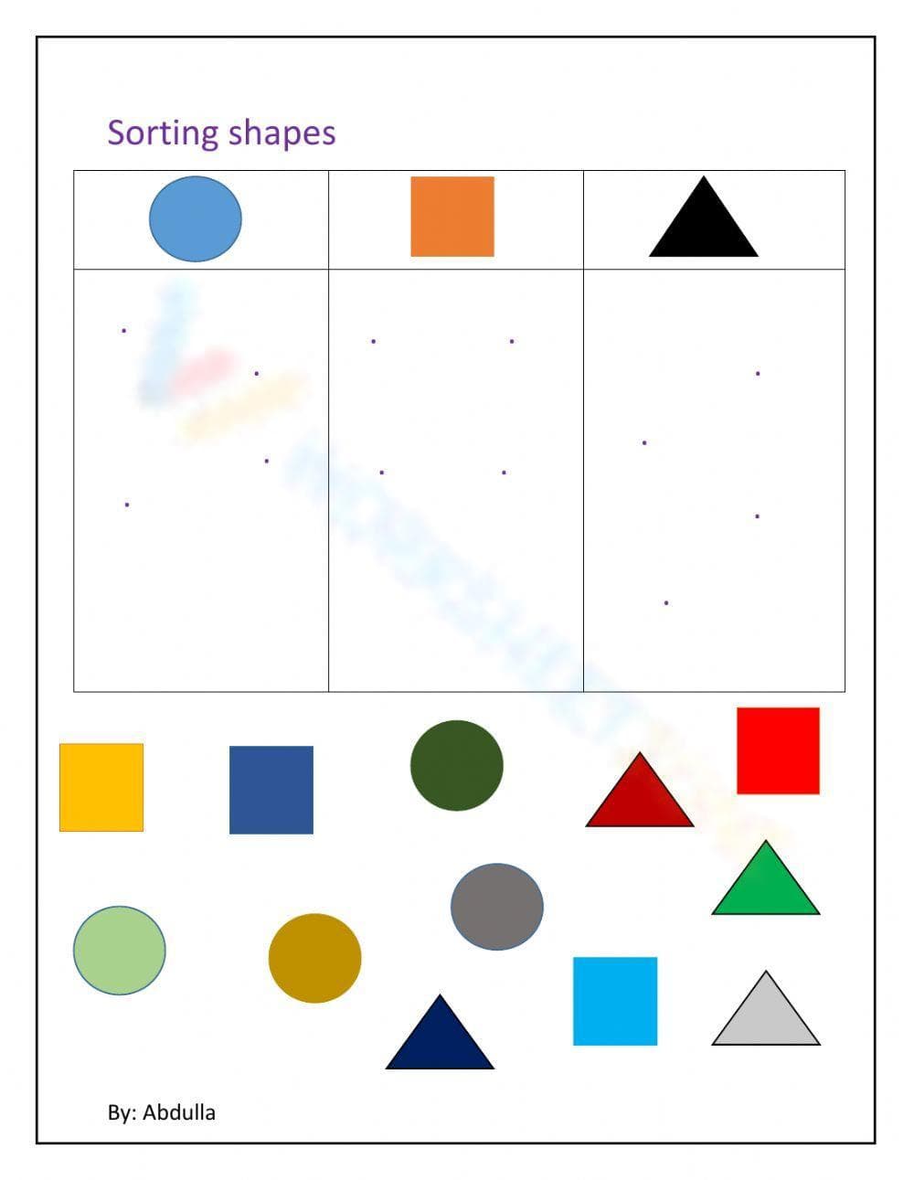 Sorting shapes - Page 1