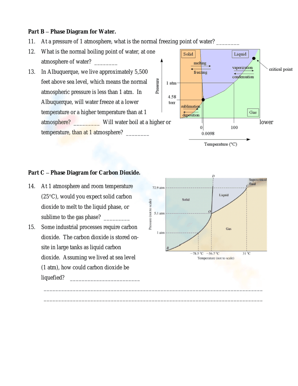 Phase Diagram Worksheet: Chemistry - Page 2