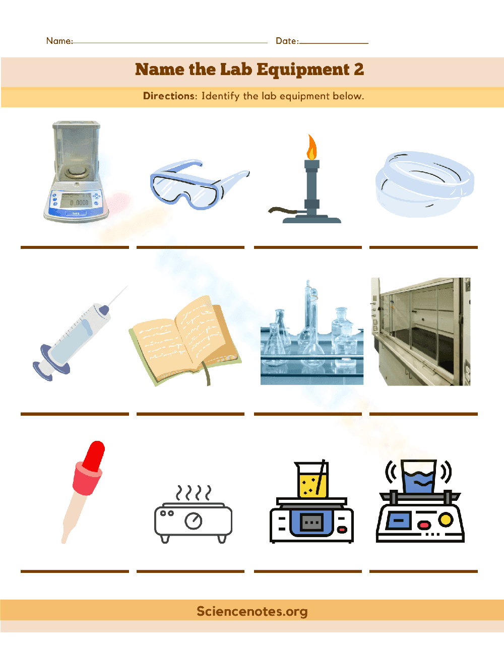 Name the Lab Equipment Worksheet - Page 1
