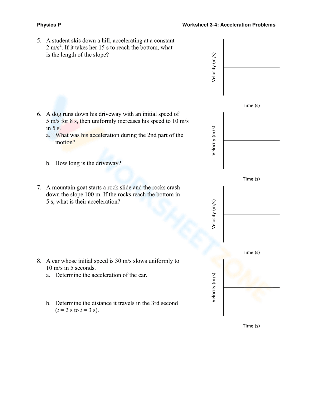 Acceleration Problems Practice - Page 2