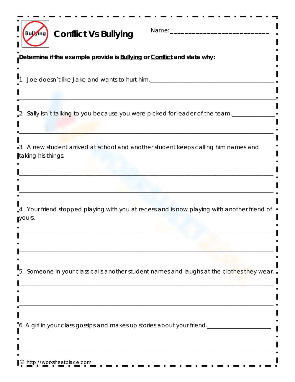 Conflict or Bullying? Identify and Explain - Page 1