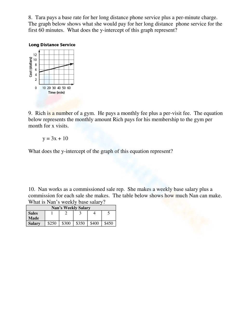 Interpreting Slope and Y-Intercept: Math Concepts - Page 3