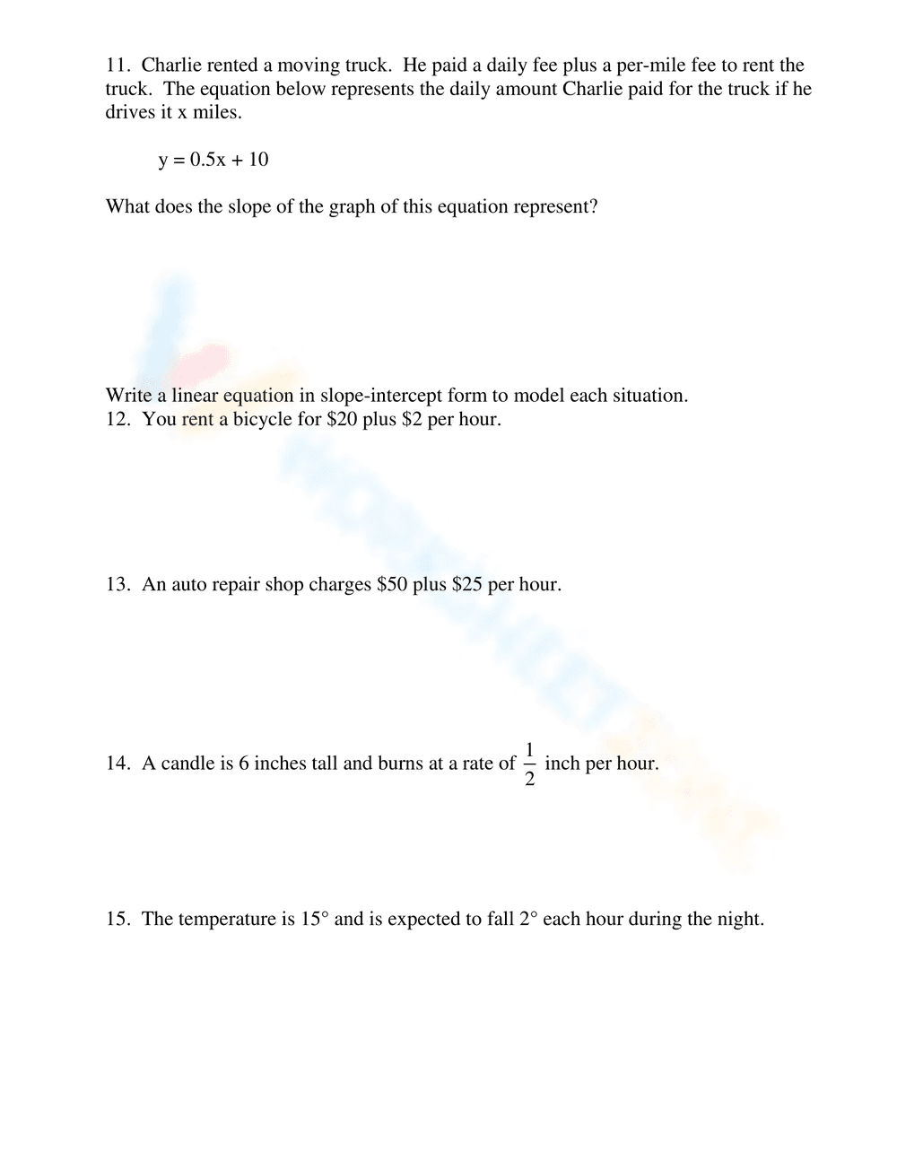 Interpreting Slope and Y-Intercept: Math Concepts - Page 4