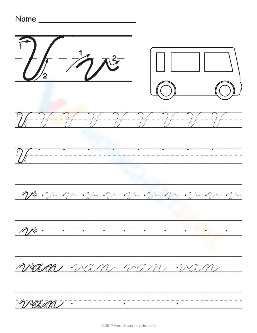 V for Van Worksheet: Learning the Letter V - Page 1